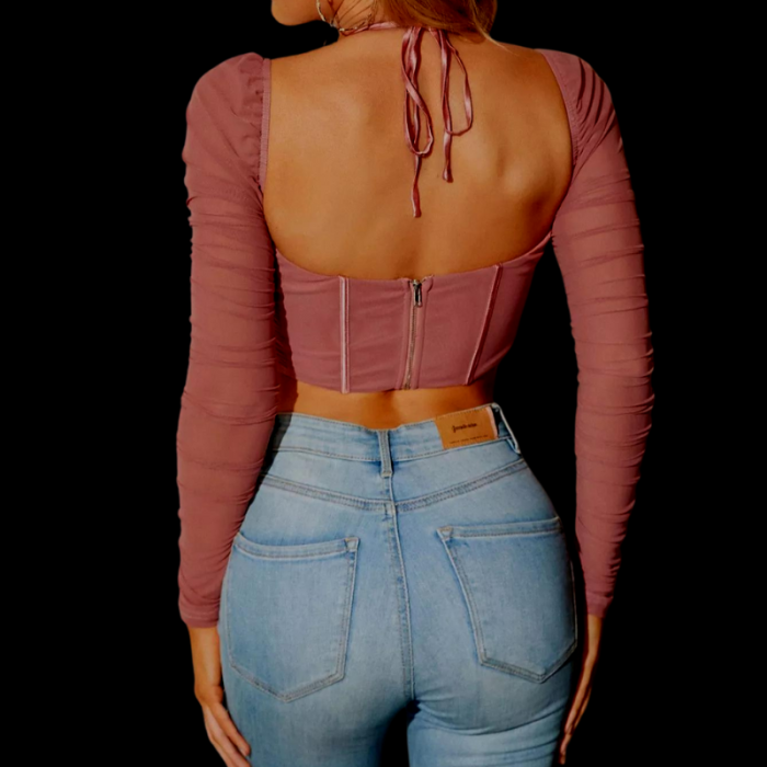 Corset-bustier-style-top-rose-fermeture-zip.png Bustier Corset style top