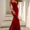 Robe de soirée corset longue rouge