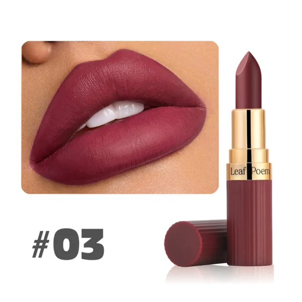 Rouge à lèvres mat 6 couleurs, gloss velours brun foncé