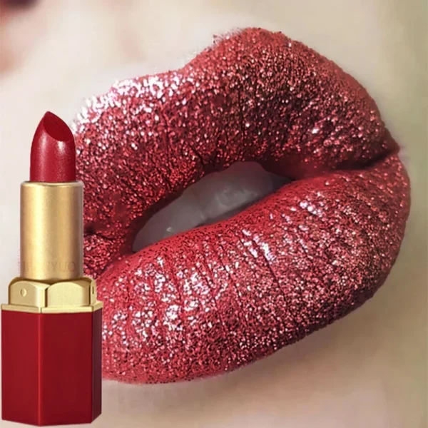 Rouge à lèvres en tube doré, 6 couleurs