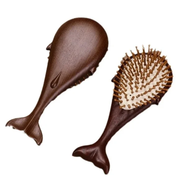 Brosse à cheveux en bois style baleine