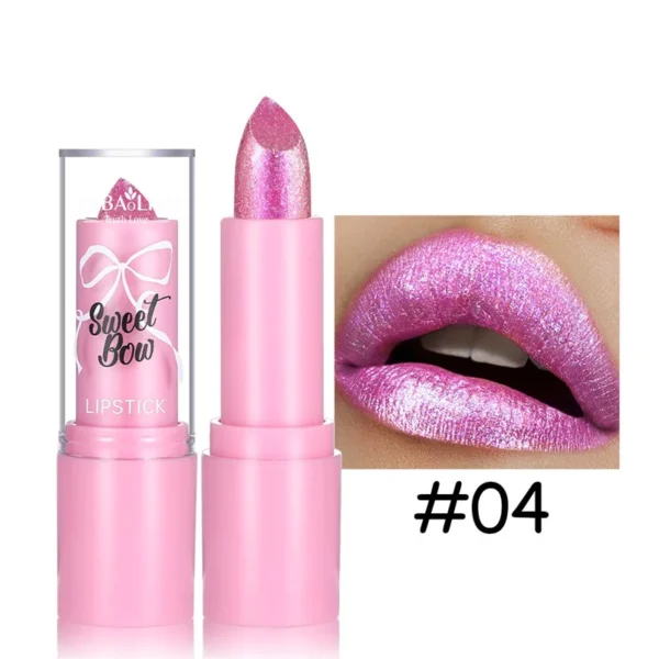 Rouge à lèvres rose luxueux à paillettes