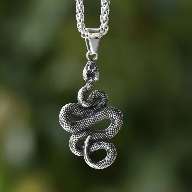 Collier pendentif serpent en acier inoxydable