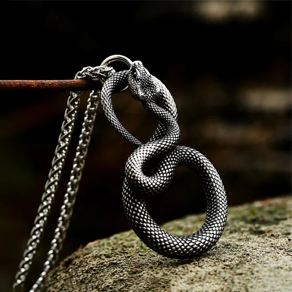 Collier pendentif serpent vintage pour homme