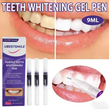 Stylo blanchissant instantané violet pour les dents.