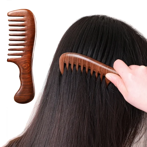 Peigne à cheveux en bois de santal naturel
