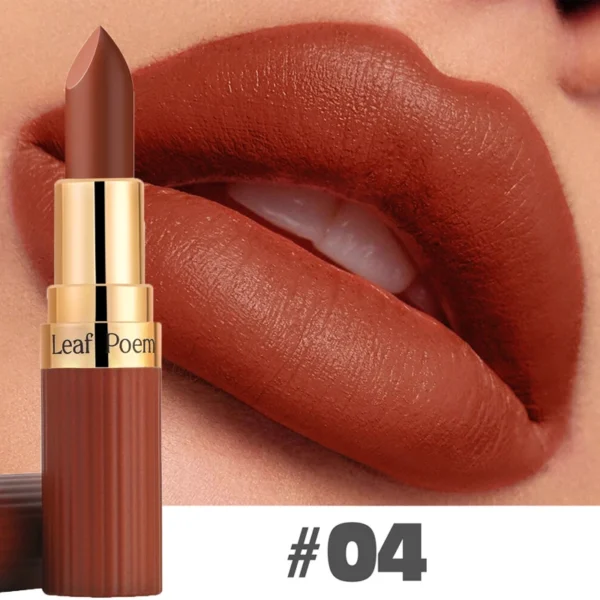 Rouge à lèvres mat 6 couleurs, gloss velours brun foncé