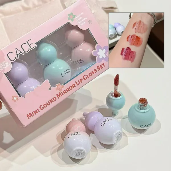 QIBEST Mini Gourd Watery Mirror Lip Gloss Sets