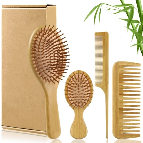 Ensemble brosse et peigne en bambou