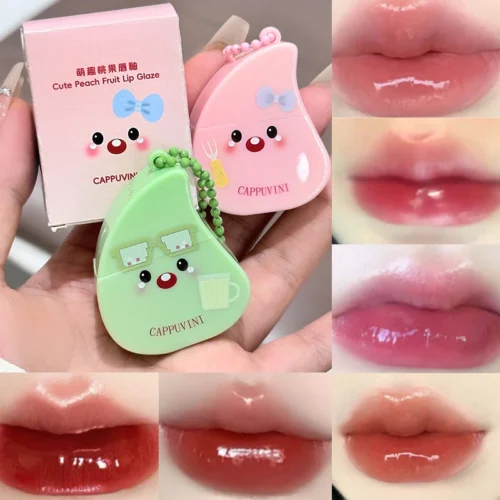 Gloss à lèvres pêche 2 en 1, fini miroir