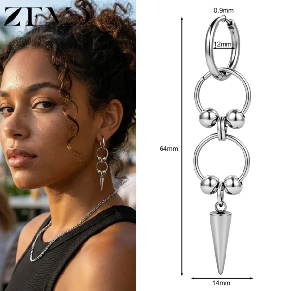 Boucles d'oreilles ZEMO à crochet (1 pièce) en acier
