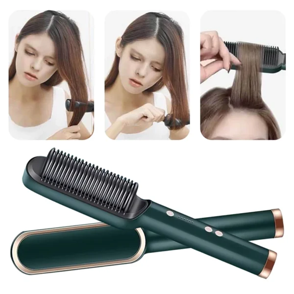 Brosse lissante à ions négatifs avec peigne chauffant
