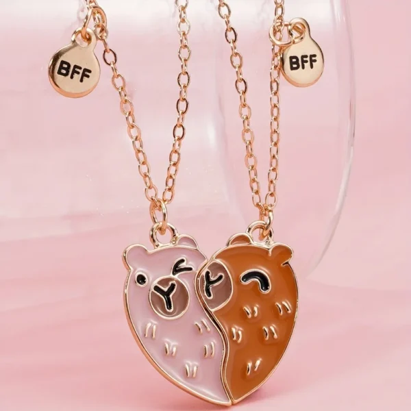 Collier d'amitié bicolore en forme de cœur