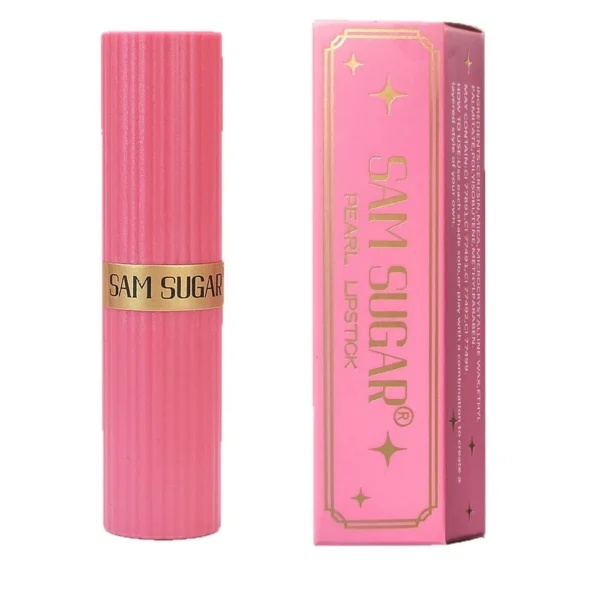 Rouge à lèvres rose nude luxueux à paillettes métalliques