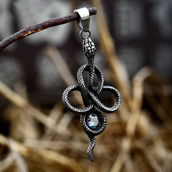 Collier pendentif serpent vintage pour homme