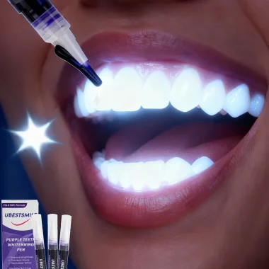 Stylo blanchissant instantané violet pour les dents.