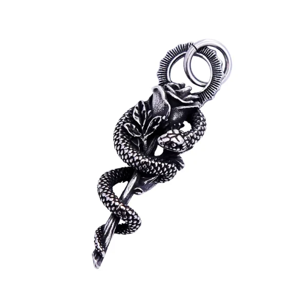 Collier pendentif serpent punk en acier