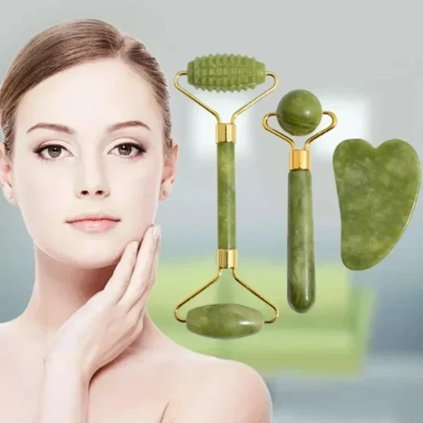 Rouleau de jade naturel pour le visage (Gua Sha)