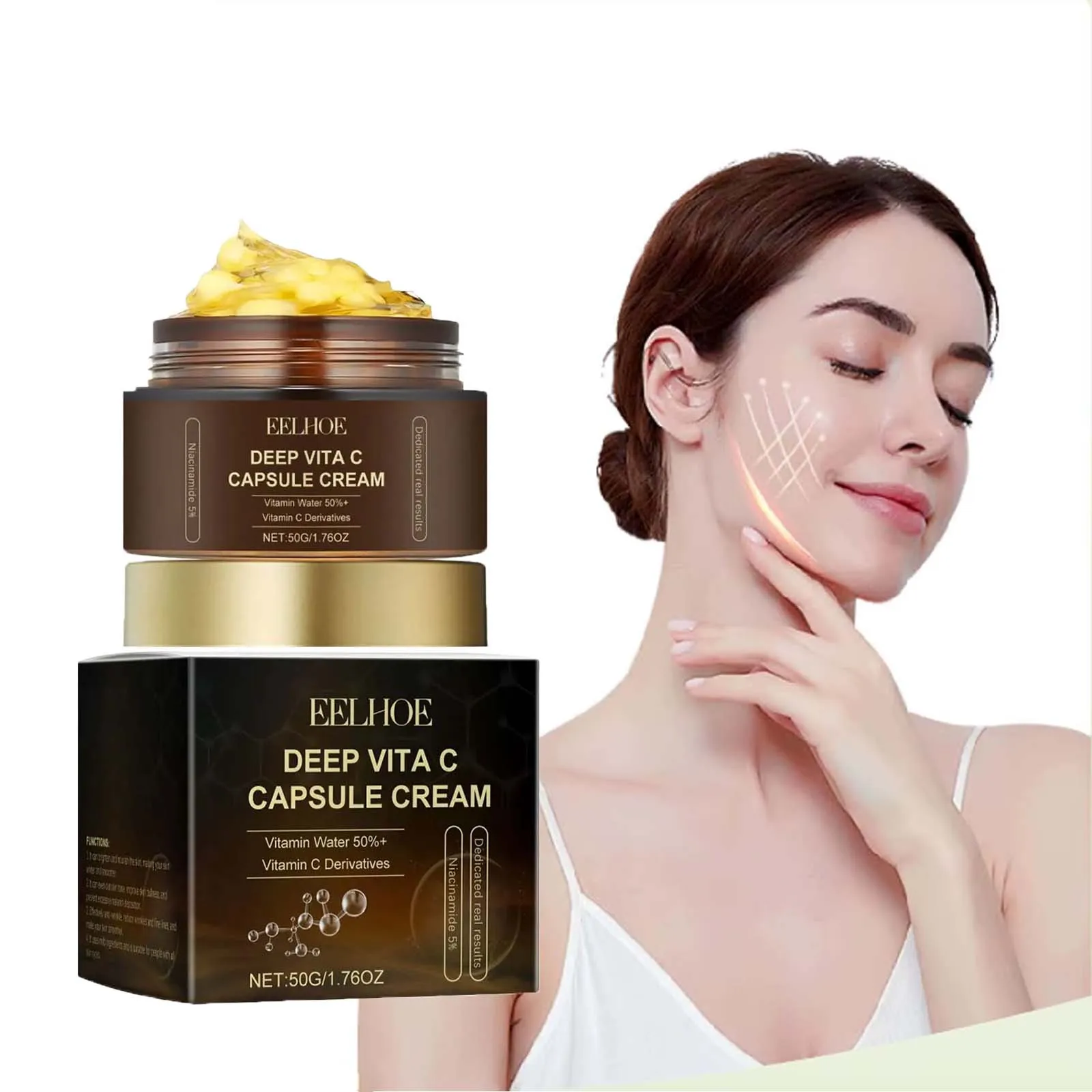 Crème visage en capsules de vitamine C