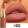 Rouge à lèvres mat 6 couleurs, gloss velours brun foncé