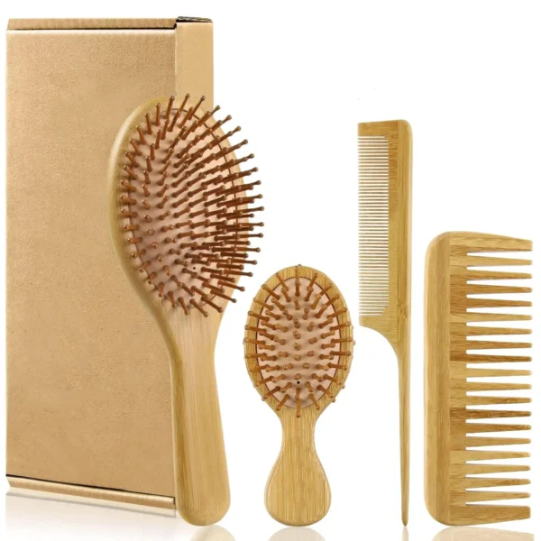 Ensemble brosse et peigne en bambou