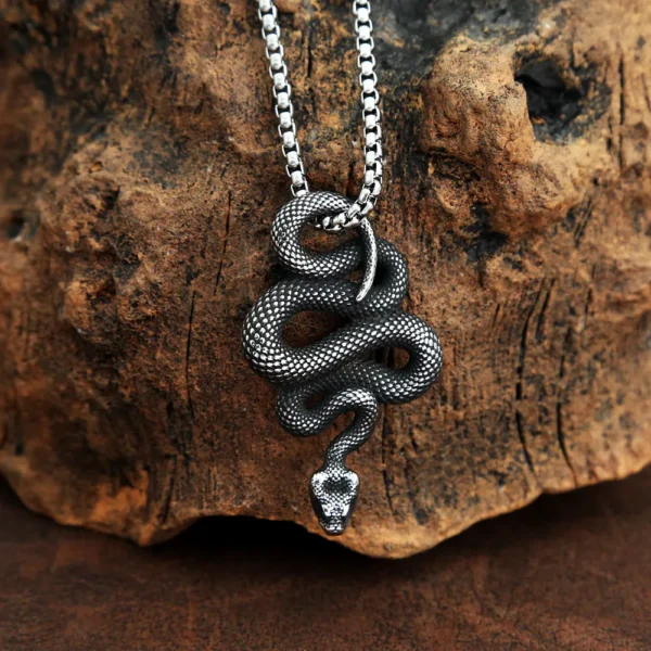 Collier pendentif serpent vintage pour homme