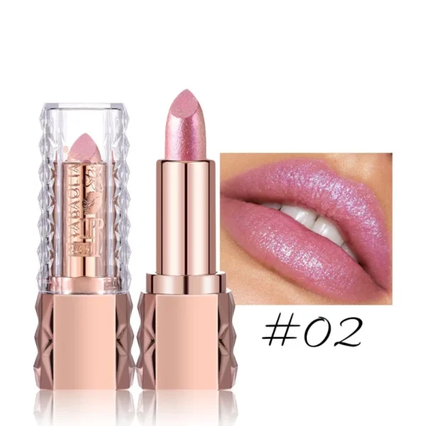 Rouge à lèvres rose luxueux à paillettes