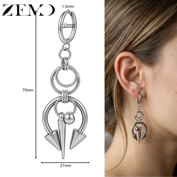 Boucles d'oreilles ZEMO à crochet (1 pièce) en acier