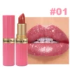 Rouge à lèvres rose nacré à paillettes veloutées métallisé