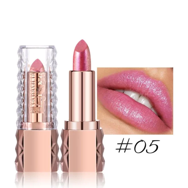 Rouge à lèvres rose luxueux à paillettes