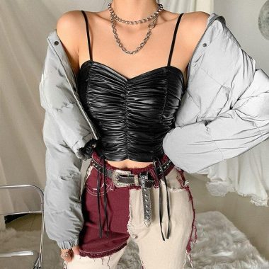 Corset Bustier Cuir Noir