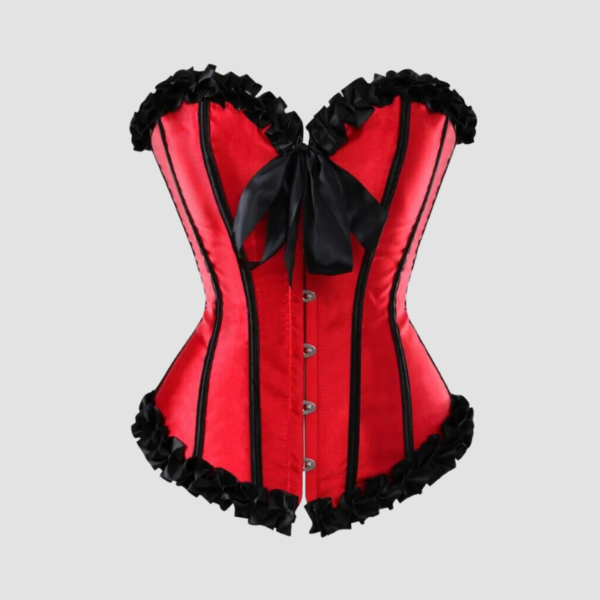 Corset dentelle en satin rouge
