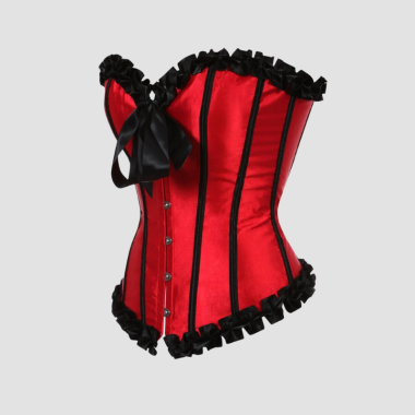 Corset dentelle en satin rouge