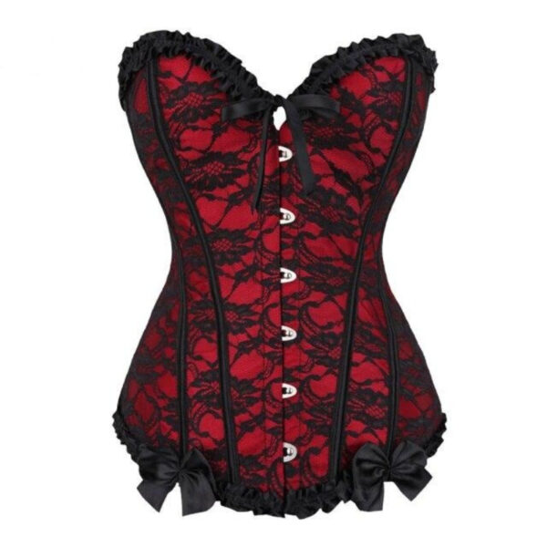 Corset Femme Dentelle Rouge et Noir