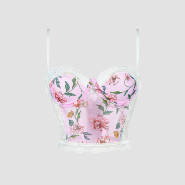 Corset femme fleuri rose