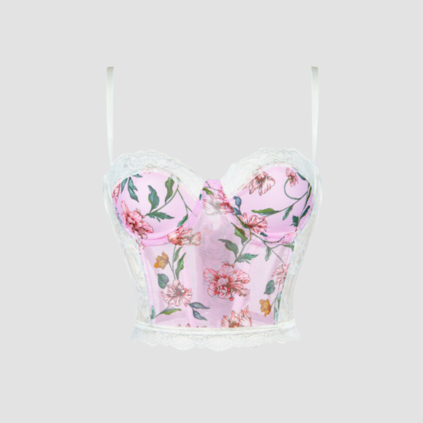 Corset femme fleuri rose