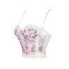 Corset femme fleuri rose