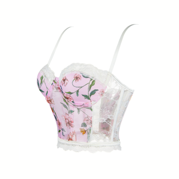 Corset femme fleuri rose