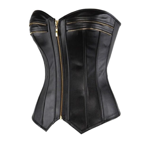 Corset Femme Simili Cuir Noir