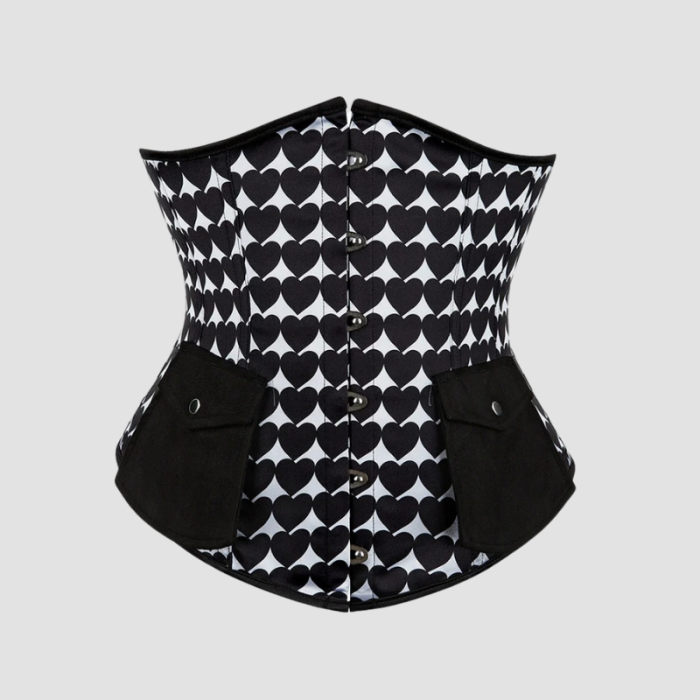 corset-underbust-noir-et-blanc.png Corset underbust femme Noir et Blanc