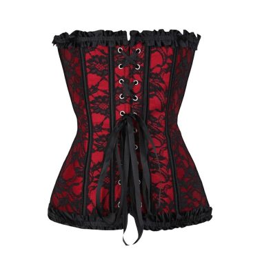 Corset Femme Dentelle Rouge et Noir