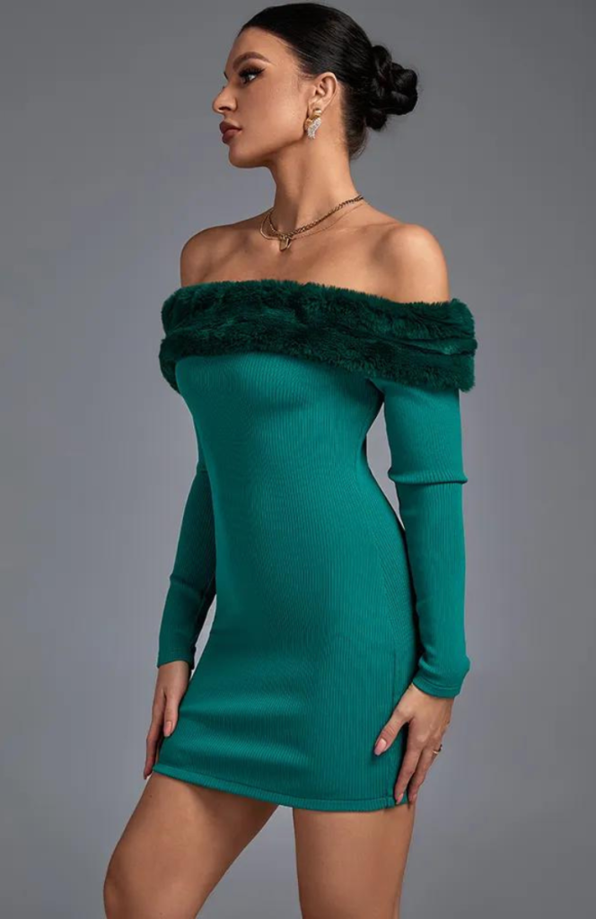 Robe Bustier Courte évasée verte