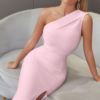 Robe corset asymétrique rose