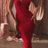 Robe Corset Midi Rouge