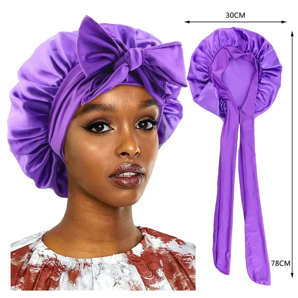 S11fe038a442740b6b749caa0920d48e4q.webp Nouveau bonnet de nuit en satin pour femme