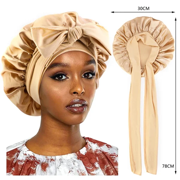 S235c4b4055bf43ac91089186e726642aj.webp Nouveau bonnet de nuit en satin pour femme