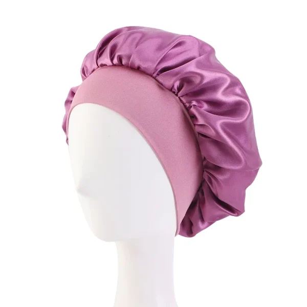 S2ab2558f60d44f588bf586b9a11c8dceb.webp Nouveau bonnet de nuit en satin à large bord
