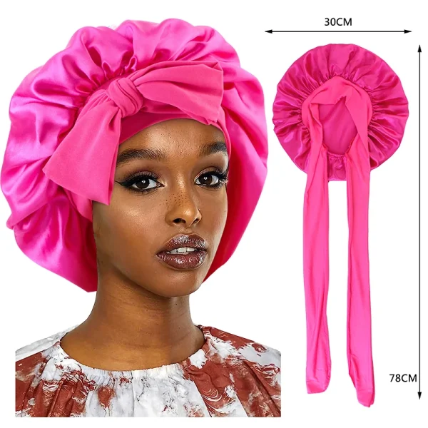 S4a65a0d4f5b042e09db00e806053b044l.webp Nouveau bonnet de nuit en satin pour femme