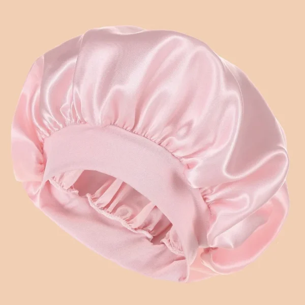 S5cfdf2b7d2bb4365bd0b65966a53151e4.webp Bonnet de douche en Satin solide à large bord