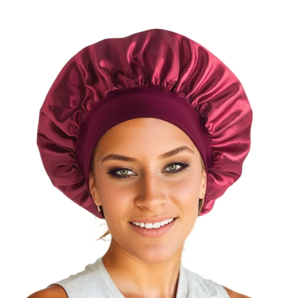 S6481887de4984937b8d4a8c00b07b972B.webp Nouveau bonnet de nuit en satin à large bord